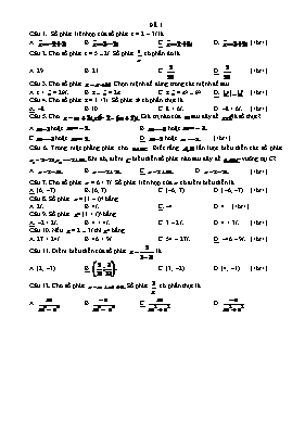 Kiểm tra 15 phút Toán - Phần Số phức